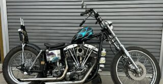 1980 FXE 1200 ショベルヘッド オールドスクール チョッパー ボバー 4速フレーム 丸スイングアーム リジッドバー 1インチサス カスタムテック スプリングストラット ナロー リアショック マウント 5